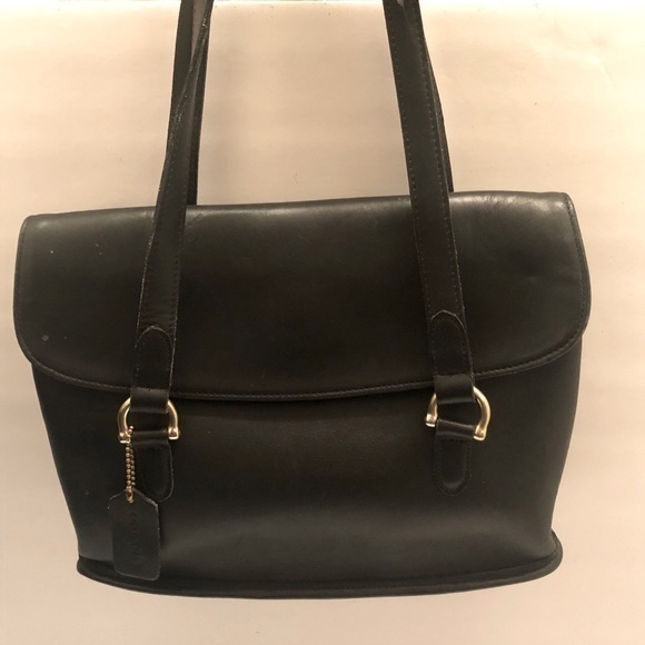 Coach vintage equestrian black leather bag - Picture 1 of 13